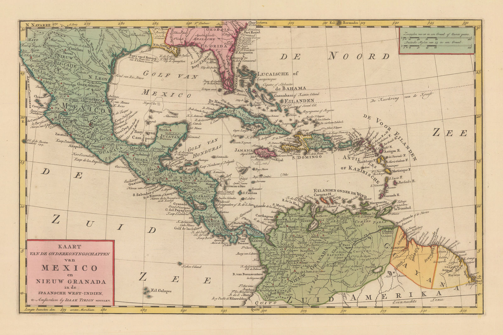 Isaac Tirion, Central America, the West Indies and the Gulf of Mexico, 1765