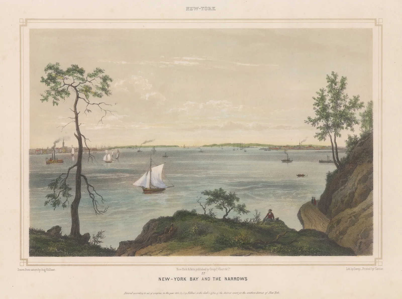 August Kollner, New York City - New York Bay, 1850