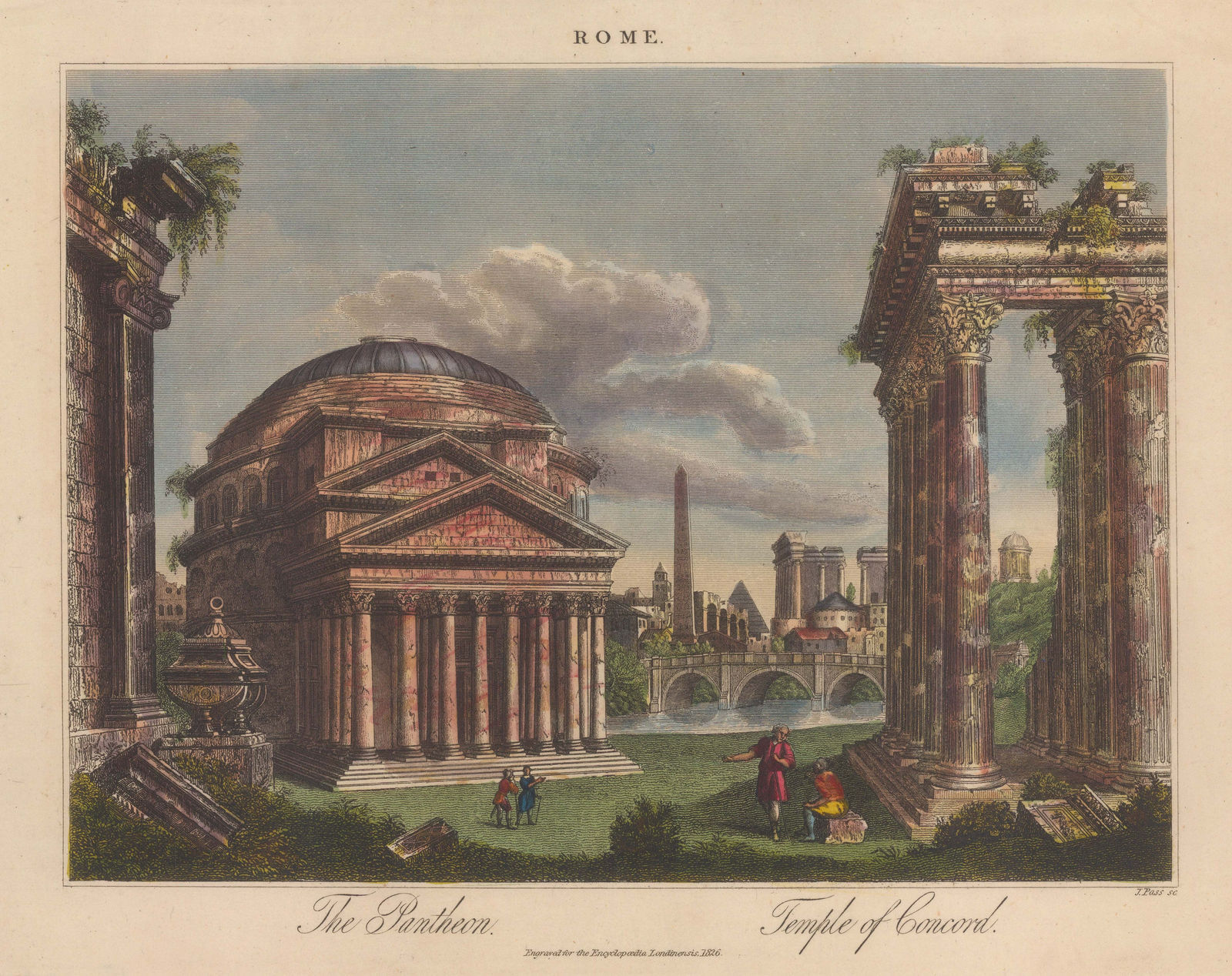 John Wilkes, Italy - Rome, Pantheon and Temple of Concord, 1827