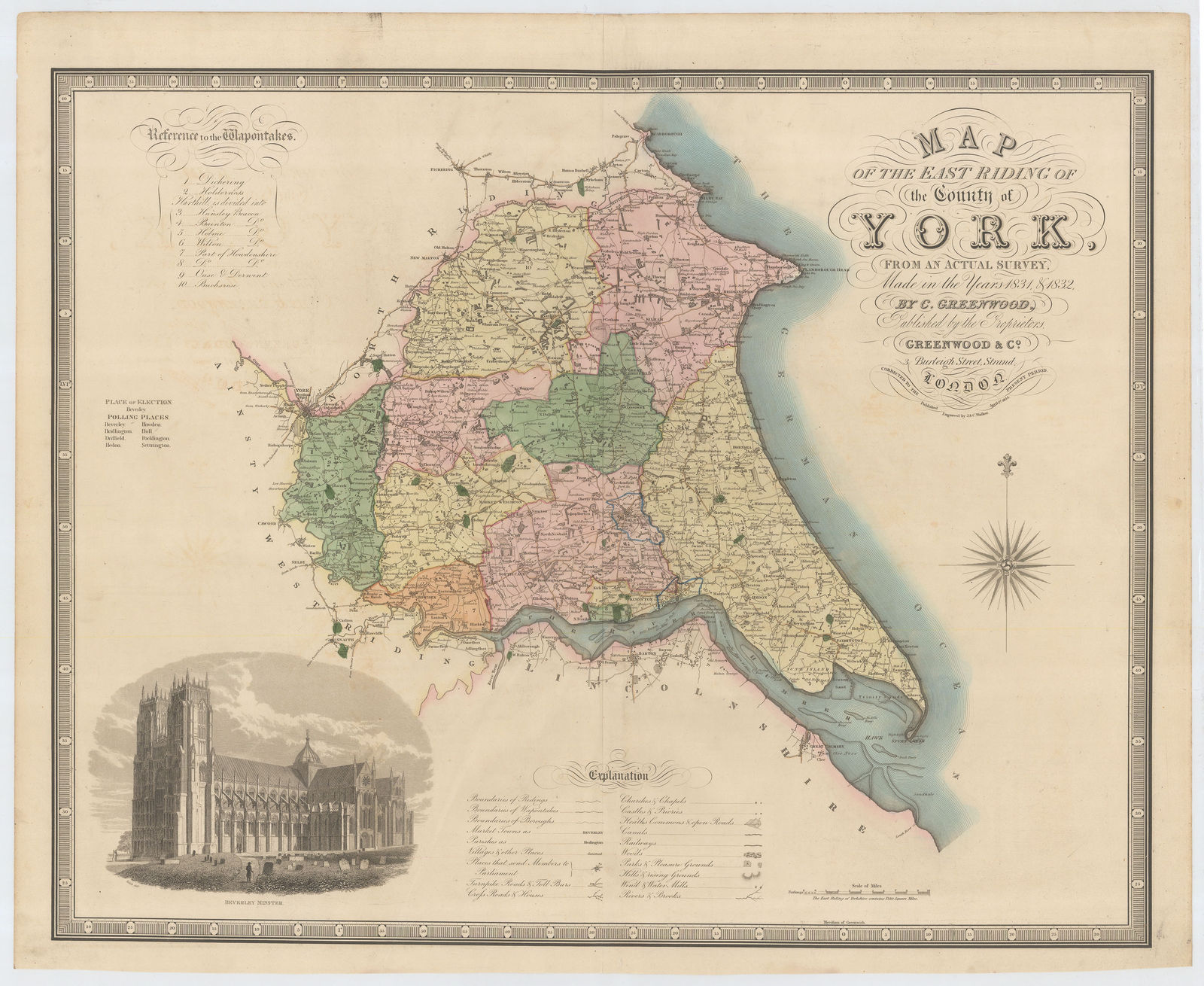 Christopher & John Greenwood, Map of the East Riding of the County of York, 1834