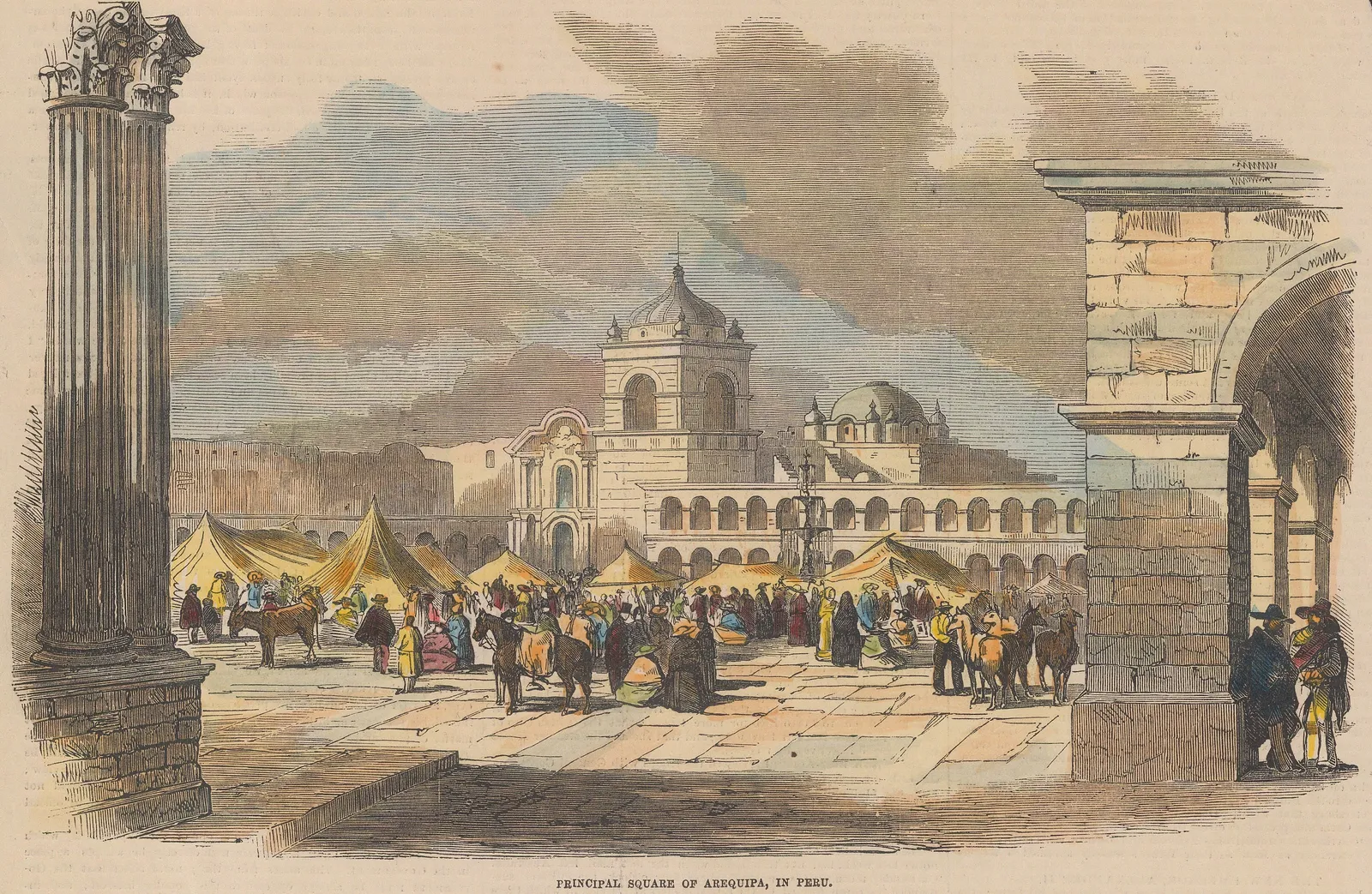 Illustrated London News (ILN), Peru - Arequipa, Plaza de Armas, 1855