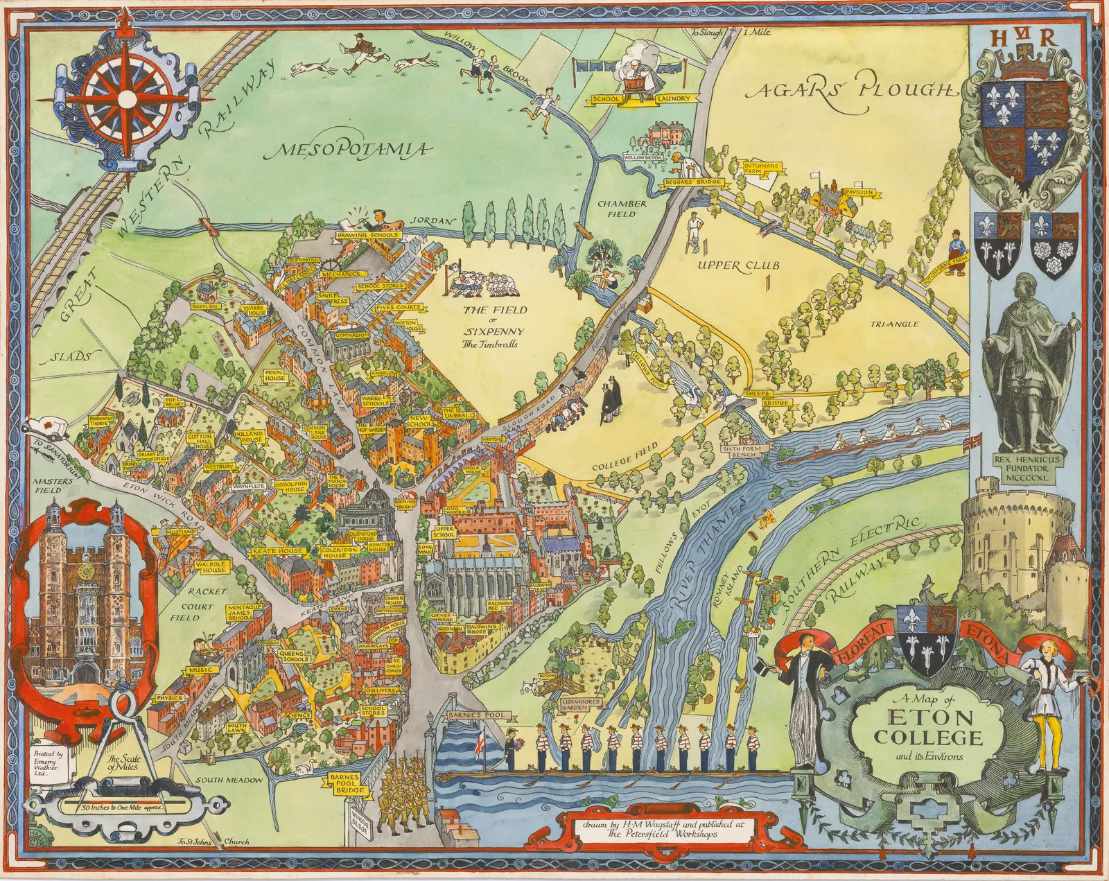 Hester Wagstaff, A Map of Eton College and its Environs, 1932 c