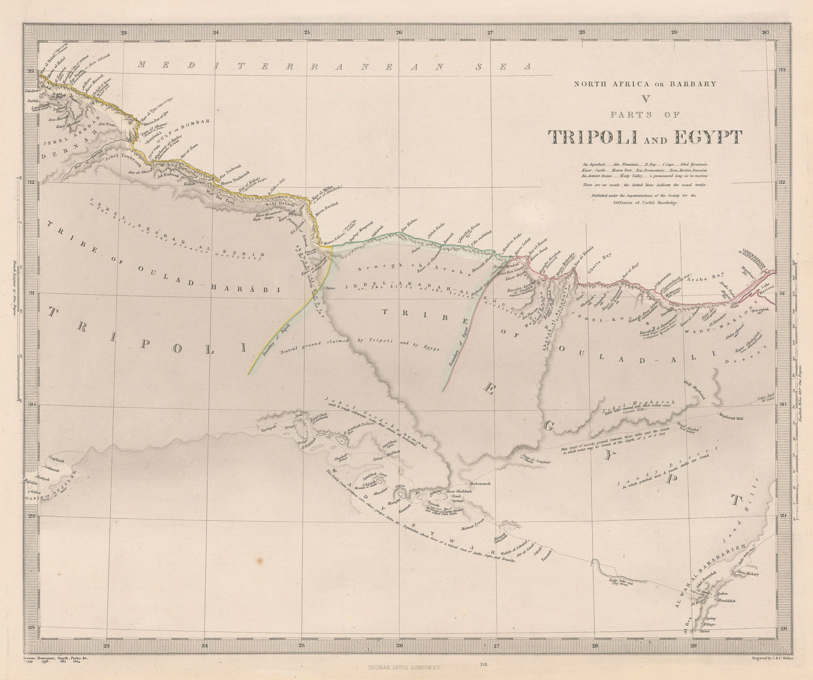 Society for the Diffusion of Useful Knowledge (SDUK), North Africa or Barbary - Parts of Egypt and Tripoli, 1879