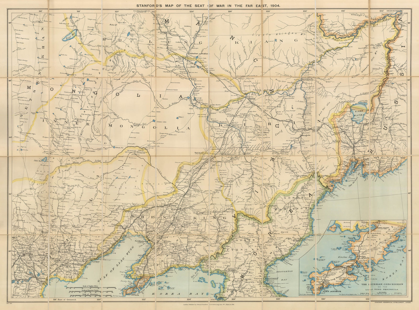 Edward Stanford, Map of the Seat of War in the Far East 1904, 1904