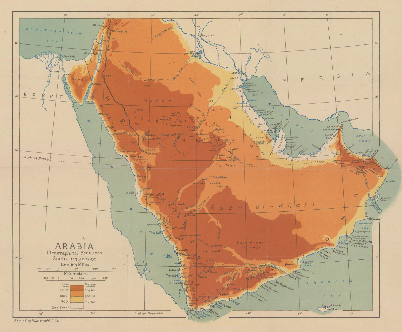 David George Hogarth, Arabia - Orographical Features, 1916