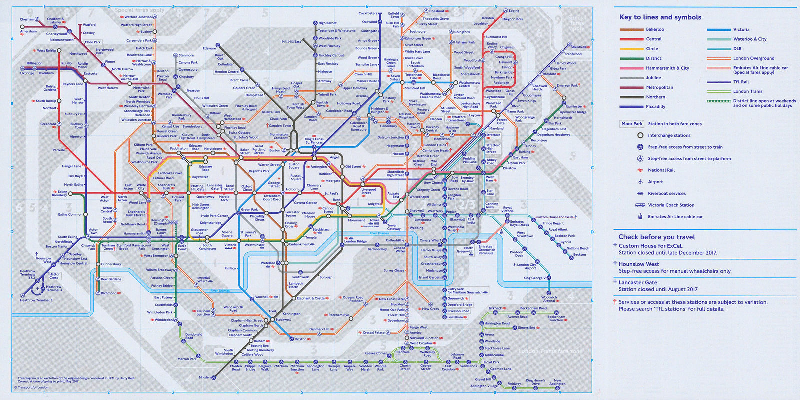 London Underground, London Underground Map, 2017