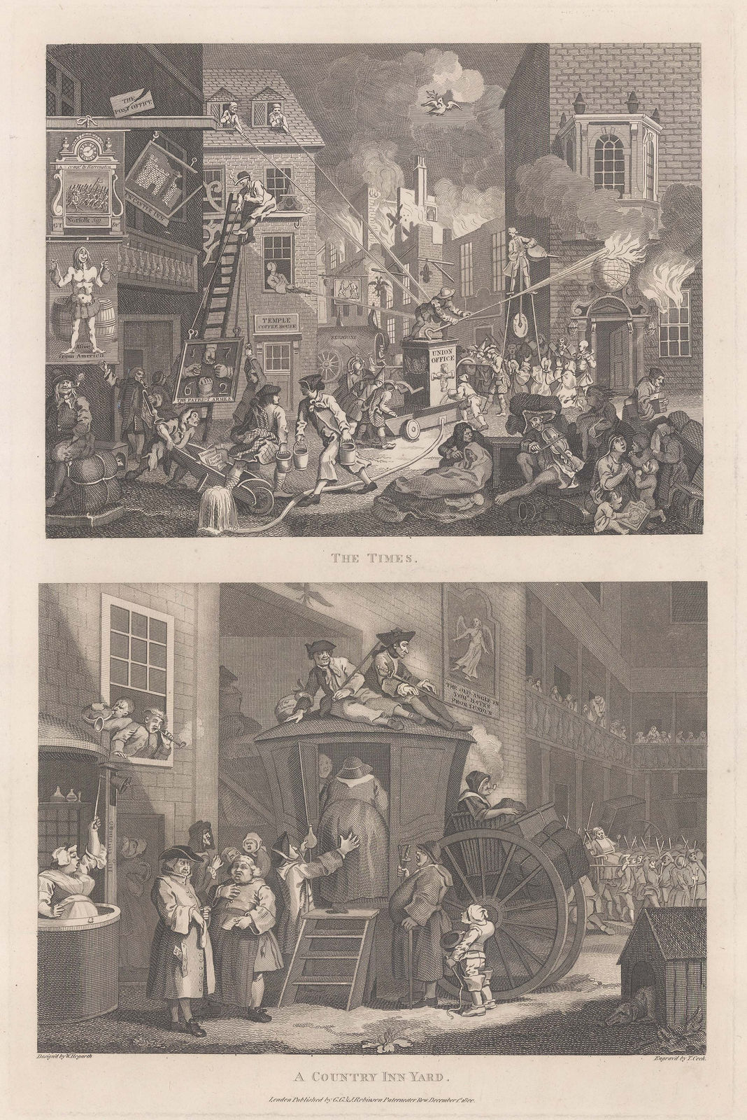 William Hogarth, Hogarth - The Times and A Country Inn Yard, 1800