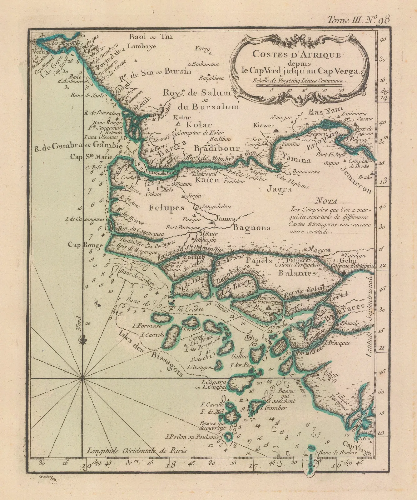 Jacques-Nicolas Bellin, Gambia, Senegal & Guinea-Bissau, 1764