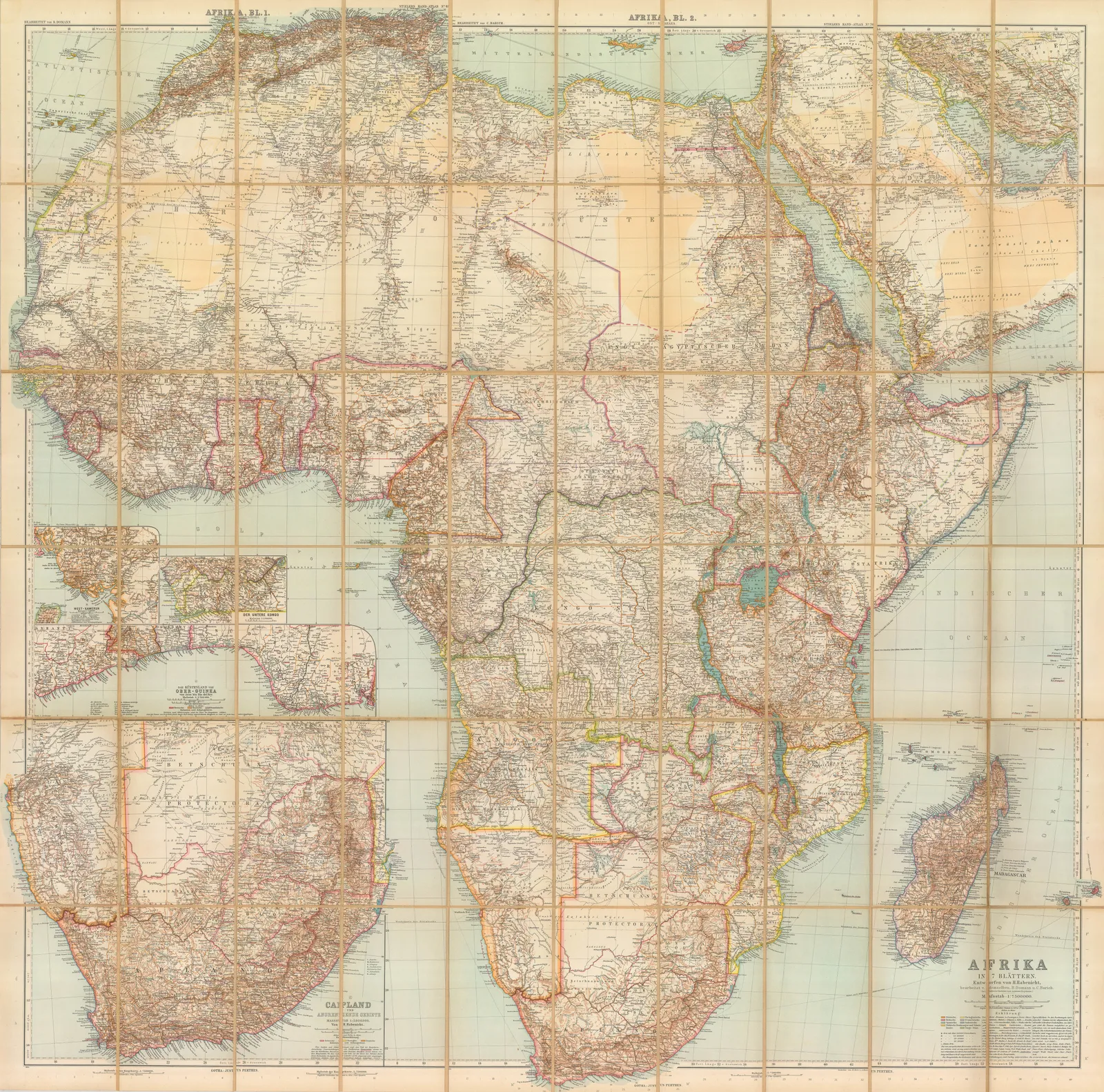 Justus Perthes, German Wall Map of Africa, 1906