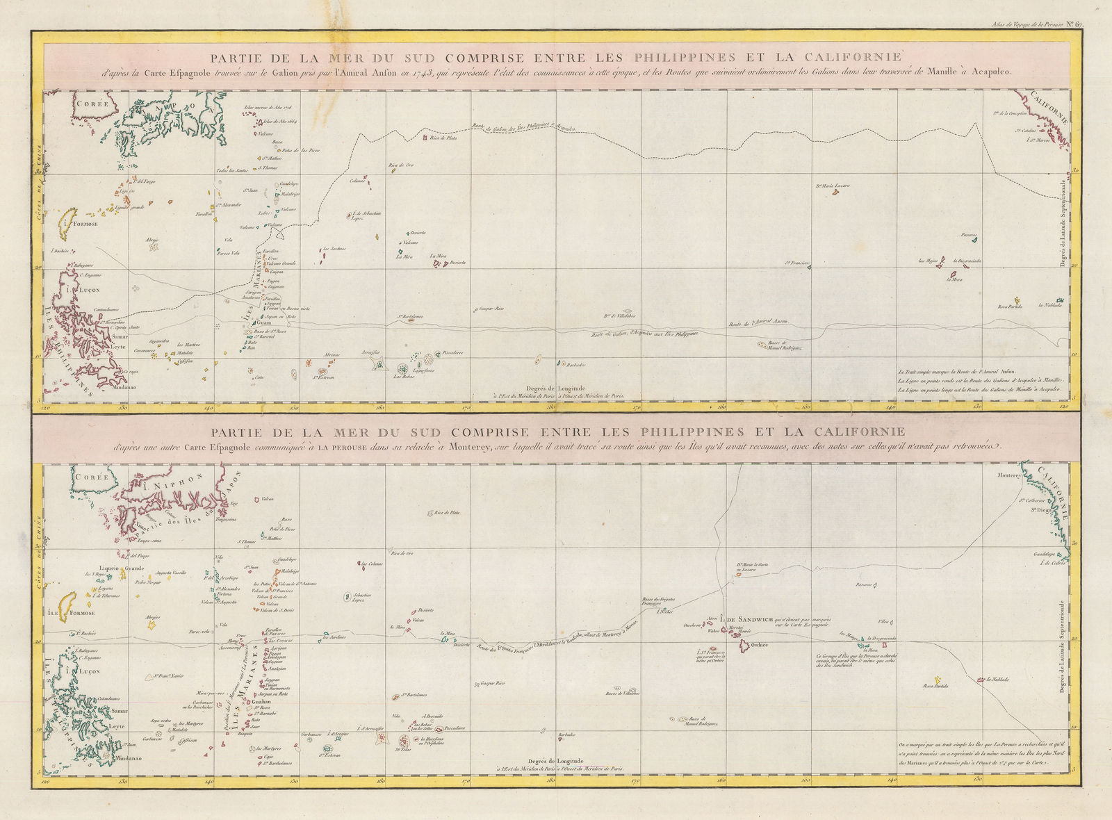 Jean Francois de La Perouse, Chart of the Pacific, La Pérouse and the Spanish galleons routes, 1797
