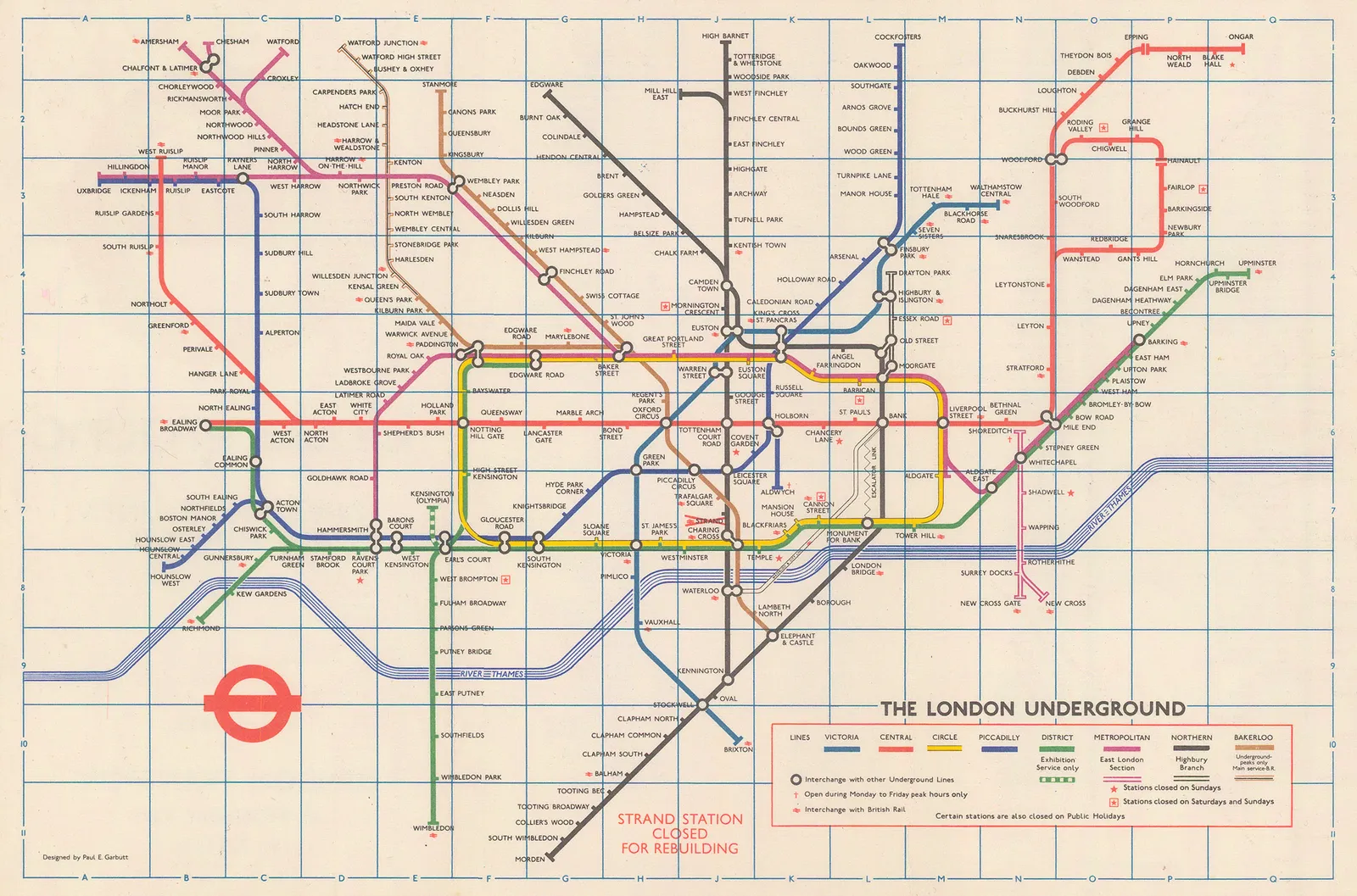 Paul E. Garbutt, London Underground Map, 1974