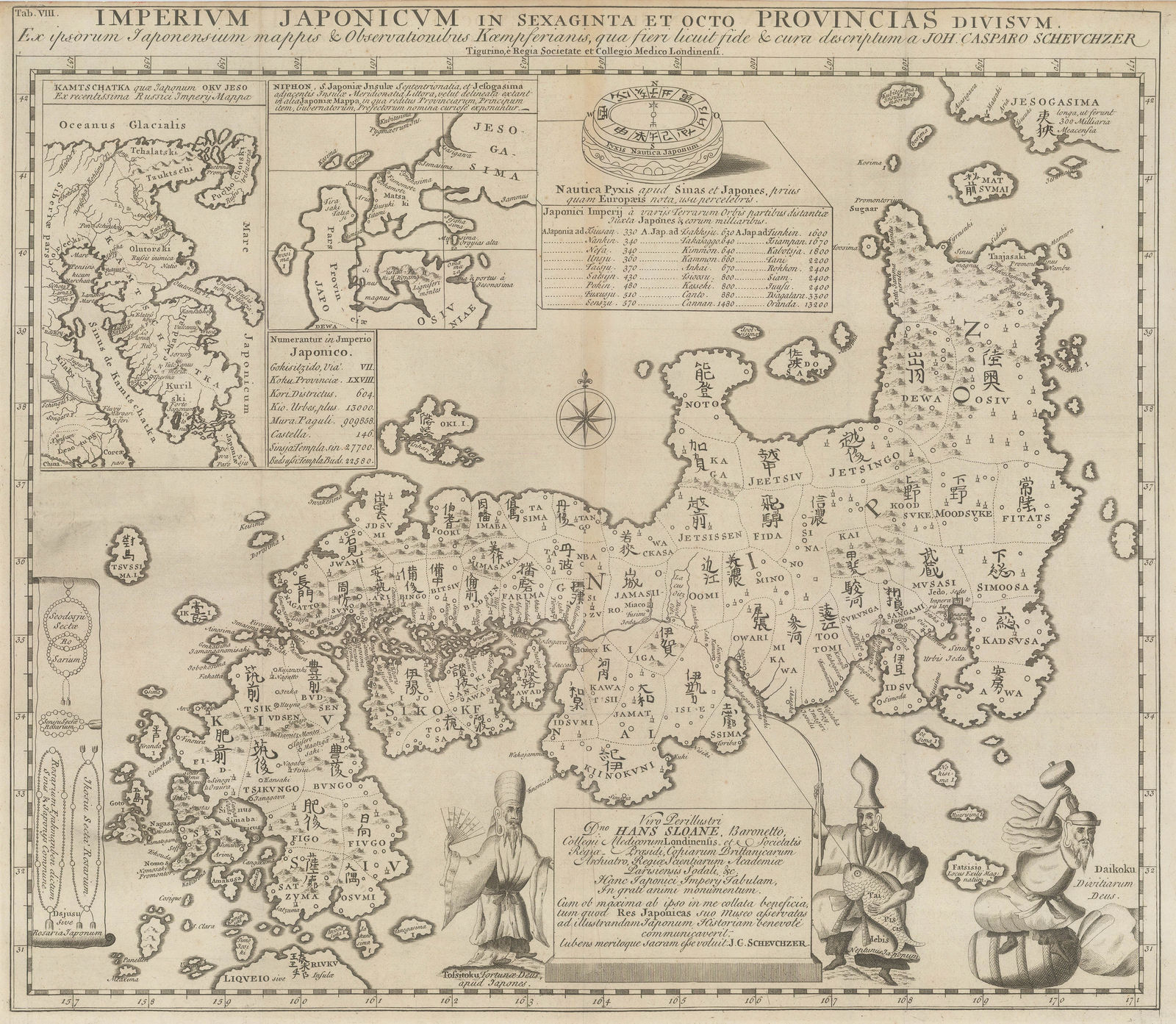 Engelbert Kaempfer, First edition of Kaempfer's seminal map of Japan, 1727