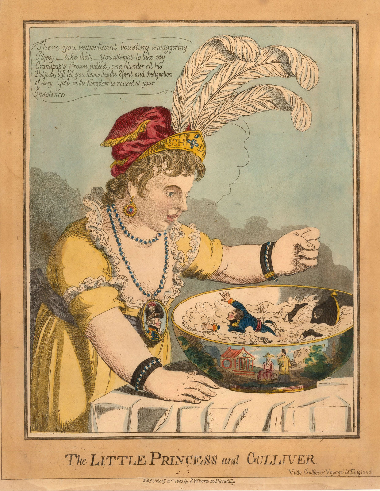 Samuel William Fores, Political Cartoon - Little Princess and Gulliver, 1803