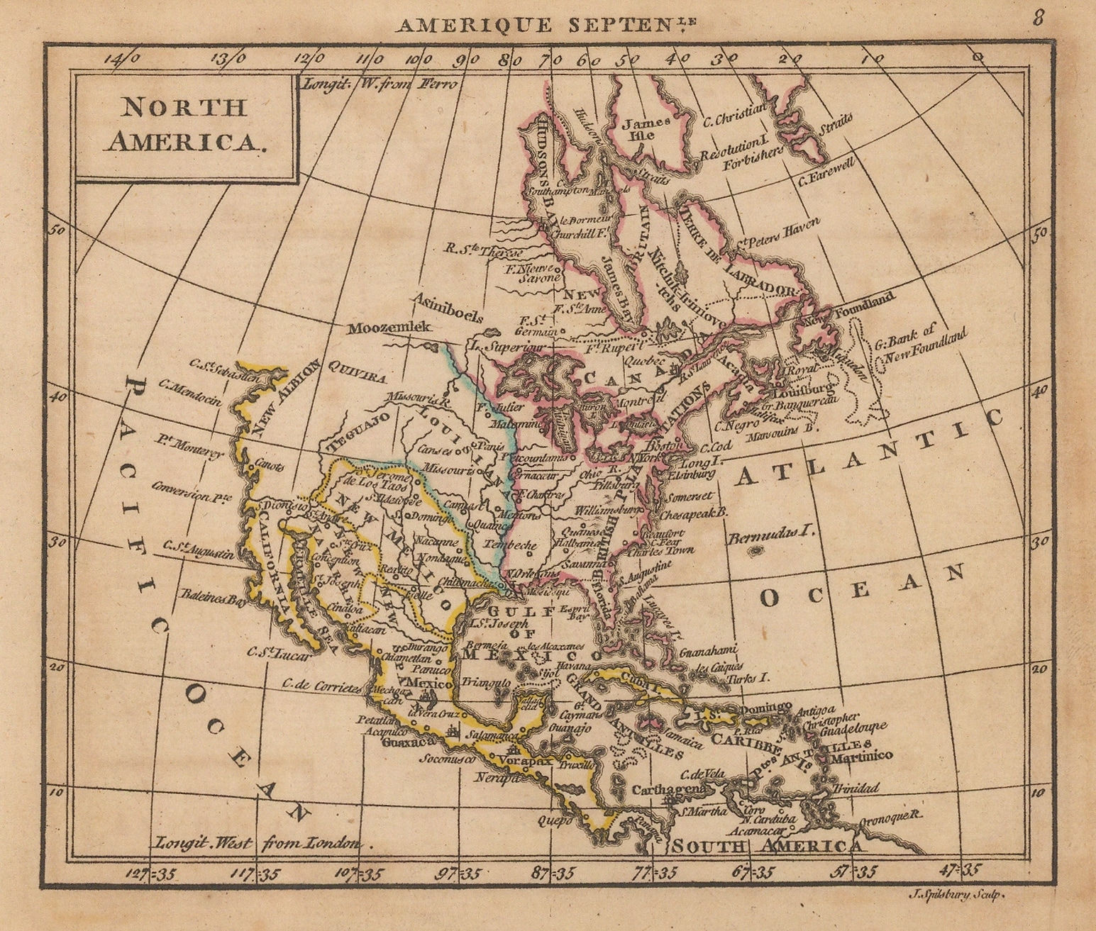 Andrew Dury, Miniature map of North America, 1761