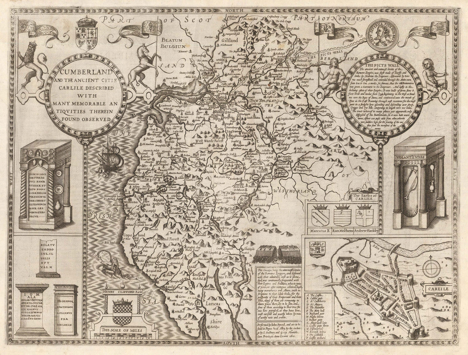 John Speed, Cumberland and the Ancient Citie Carlile Described with many Memorable Antiqvities Therein Found Observed, 1614