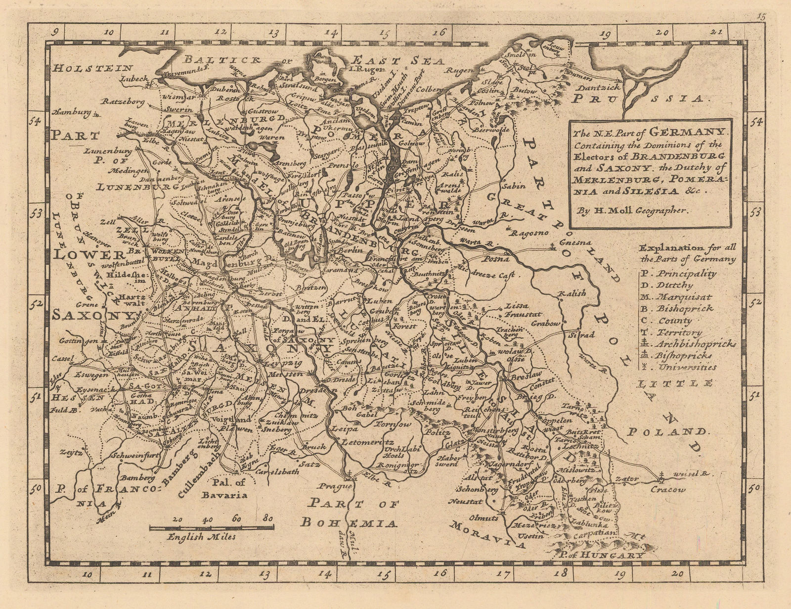 Herman Moll, The North East Part of Germany, 1750 c.
