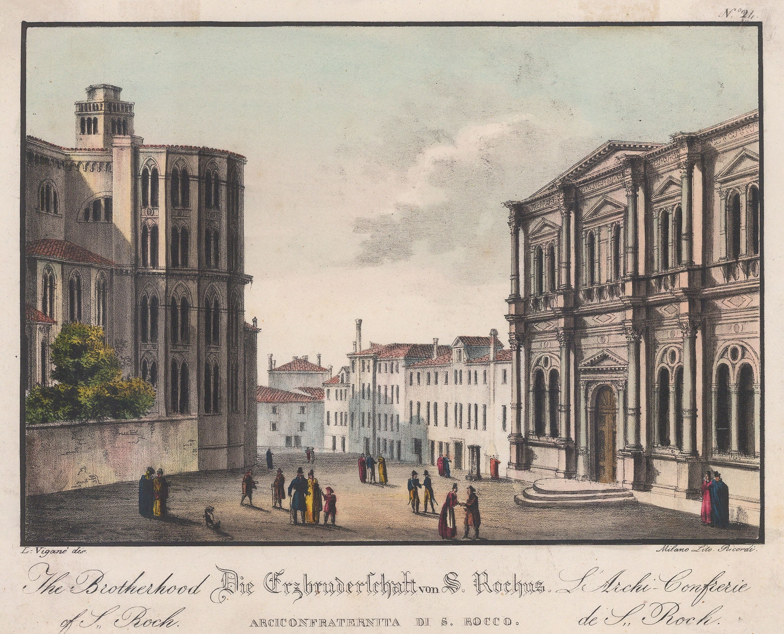 V.L. Vigano, Italy - Venice, Campo San Rocco, 1850