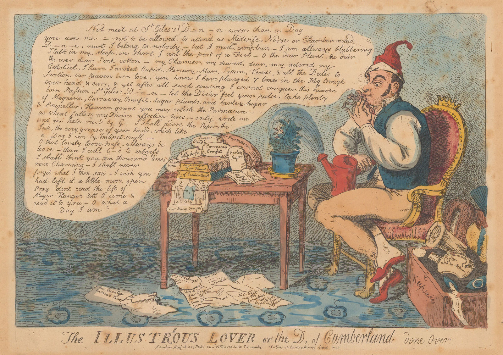 Samuel William Fores, Political Cartoon - Illustrious Lover or the D_ of Cumberland done over, 1804