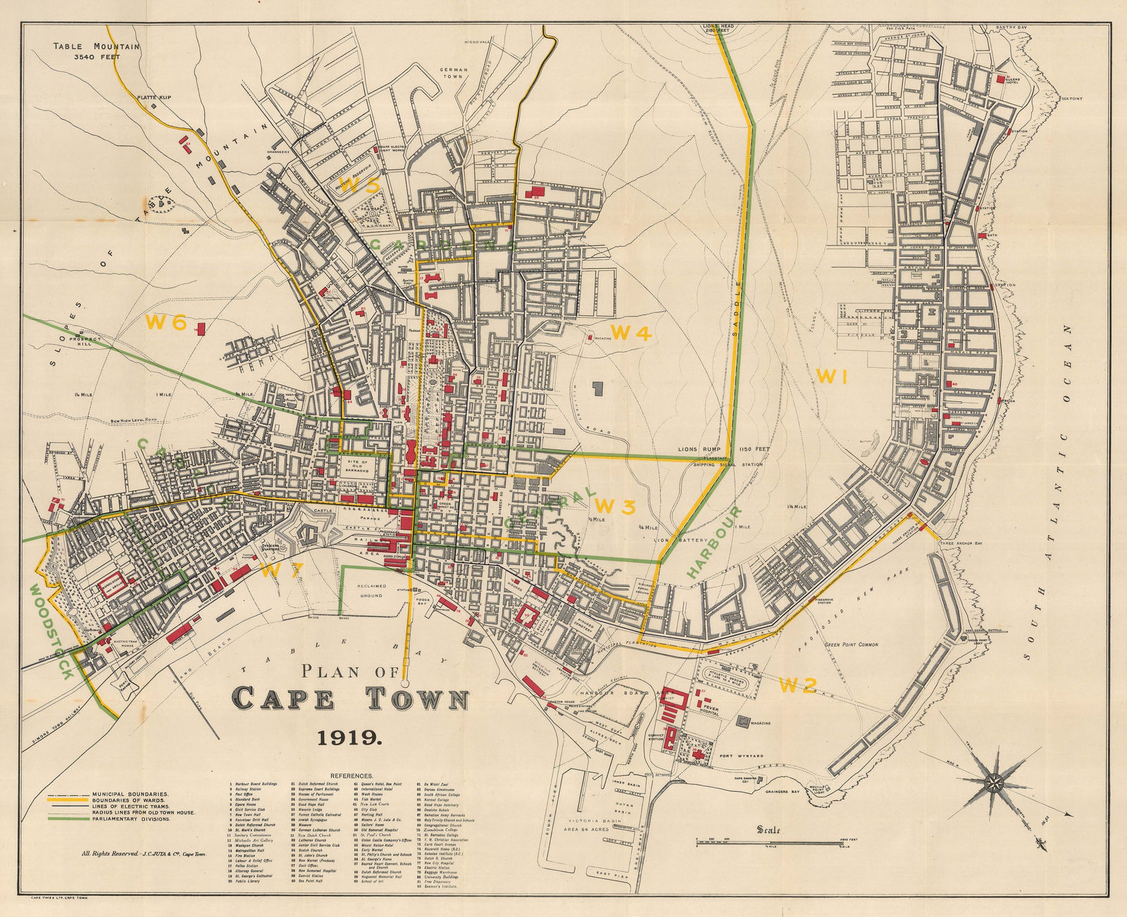 J.C. Juta & Co., Plan of Cape Town, 1919
