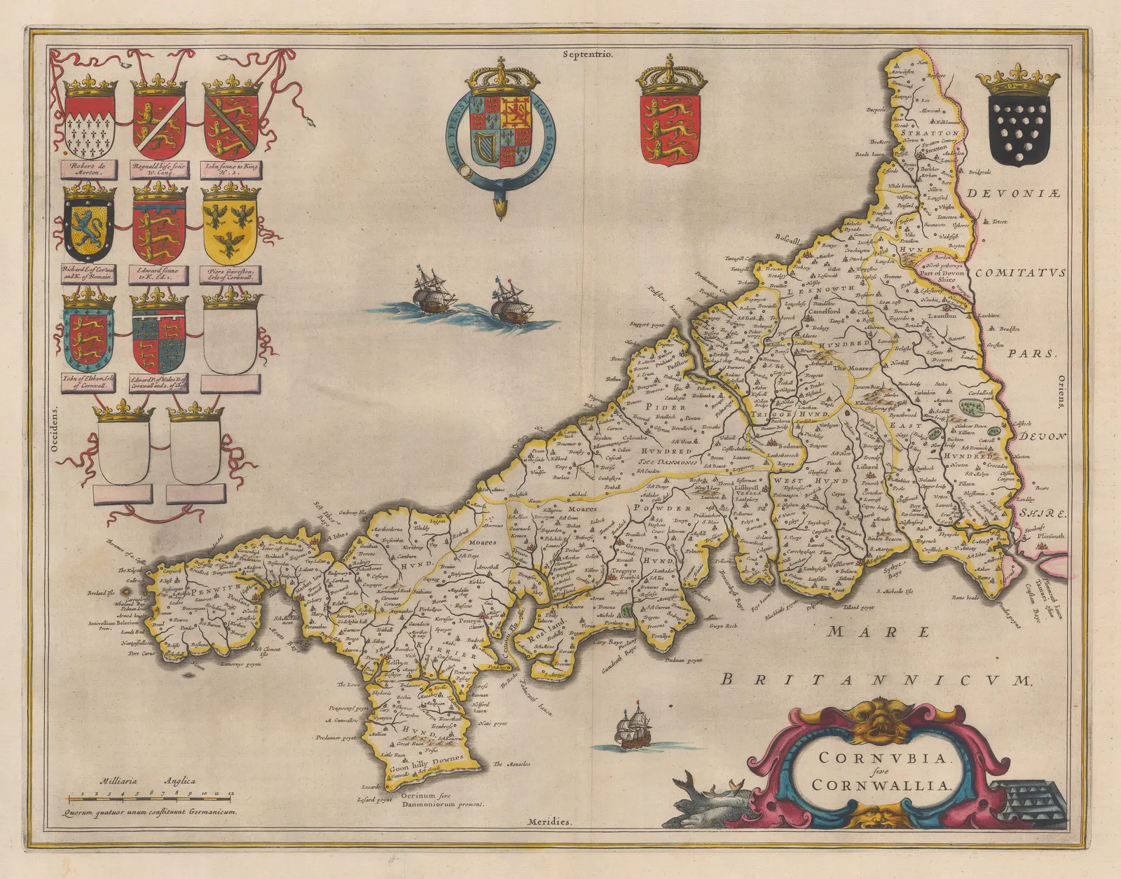 Willem & Jan Blaeu, Cornubia sive Cornwallia, 1650 c.