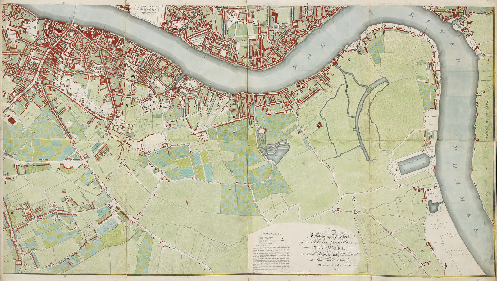 Richard Horwood, Southwark, Bermondsey, Rotherhithe & Wapping, 1799