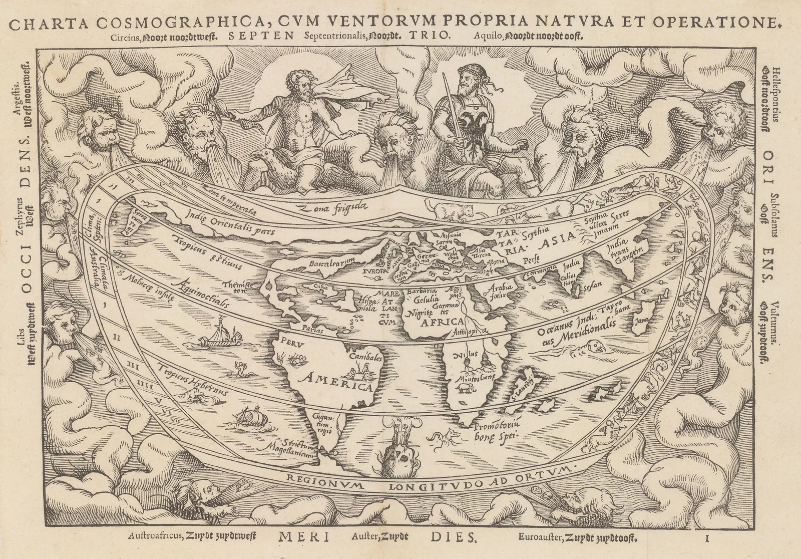 Peter Apian (Apianus), Charta Cosmographica Cum Ventorum Propria Natura et Operatione, 1553