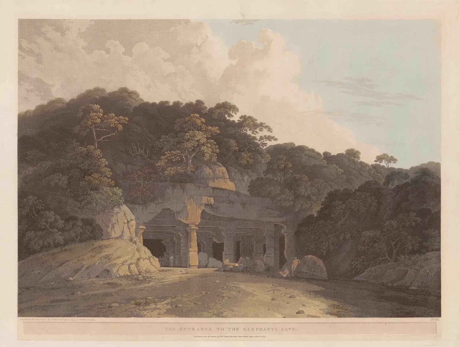 Thomas & William Daniell, India - Mumbai / Bombay, Elephanta Caves, 1800