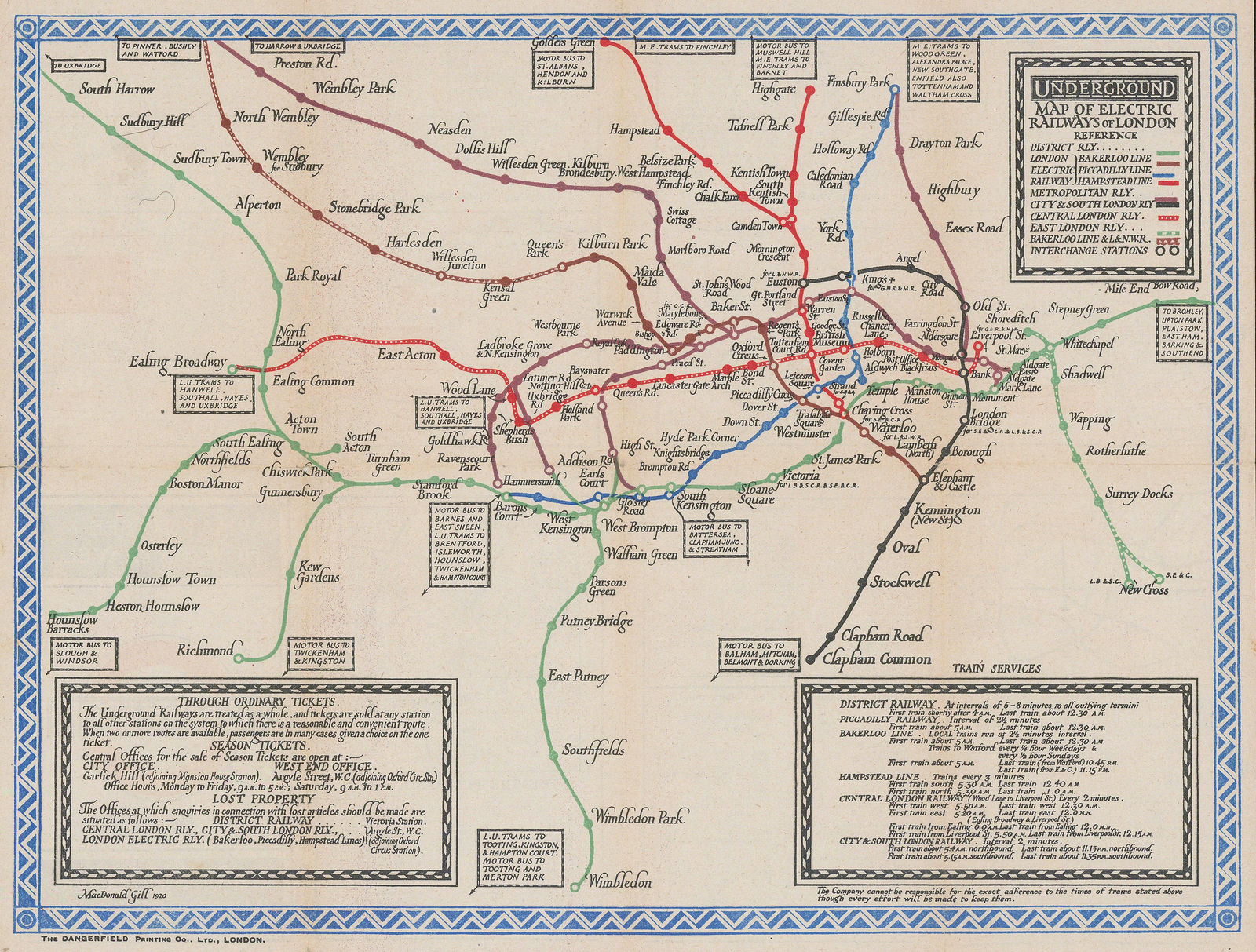 Macdonald Gill, Map of Electric Railways of London, 1921
