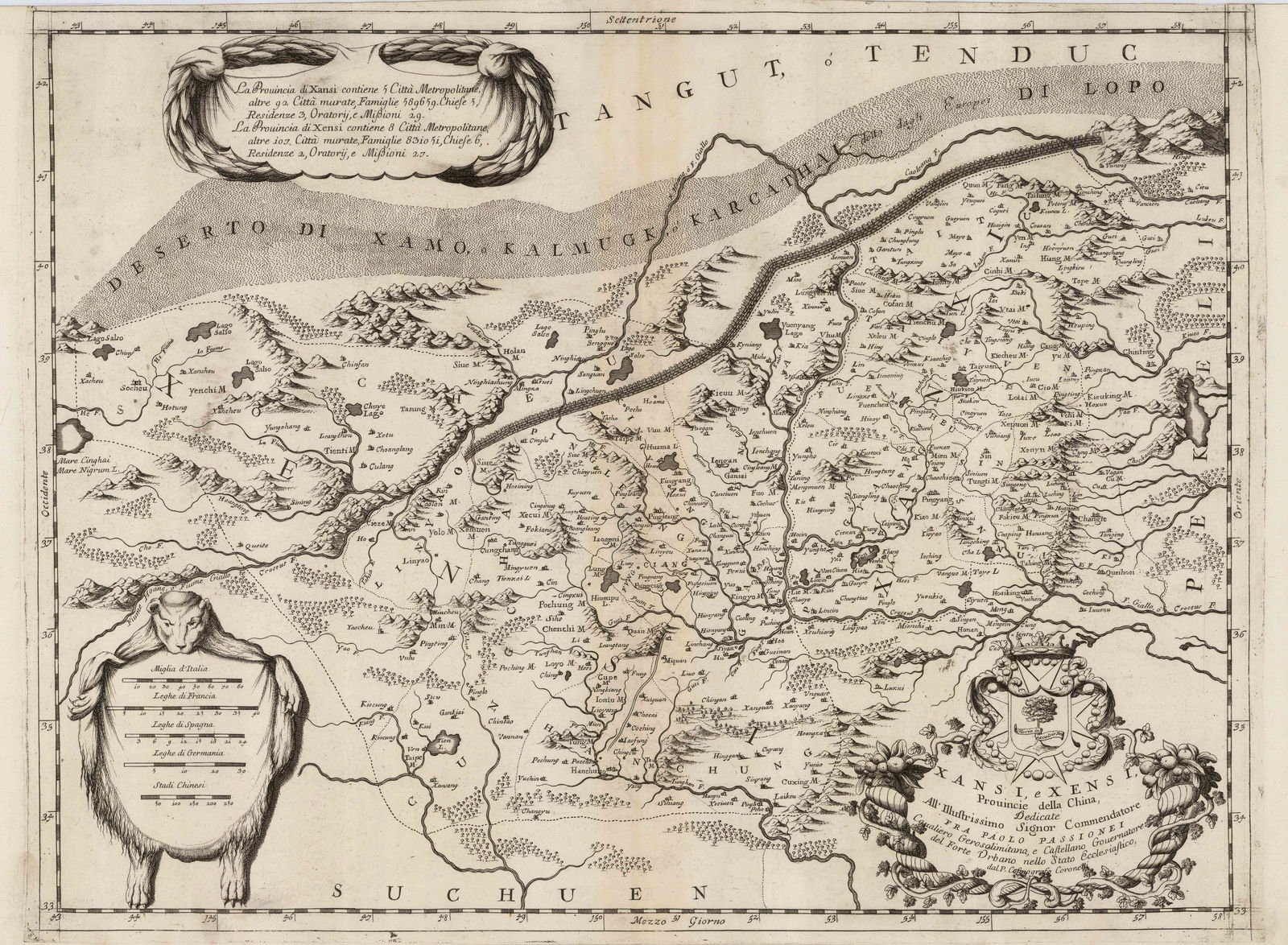 Vincenzo Coronelli, Shanxi and Shaanxi provinces, 1692