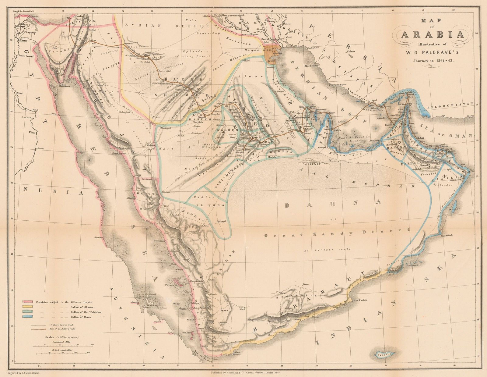 William Gifford Palgrave, Map of Arabia, 1883
