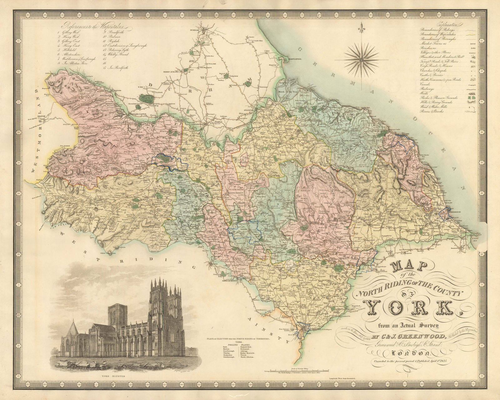 Christopher & John Greenwood, Map of the North Riding of the County of York, 1834