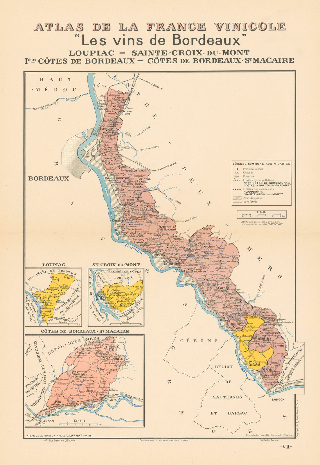 Louis Larmat, Les Vins de Bordeaux - Loupiac - Sainte-Croix-du-Monte, 1941