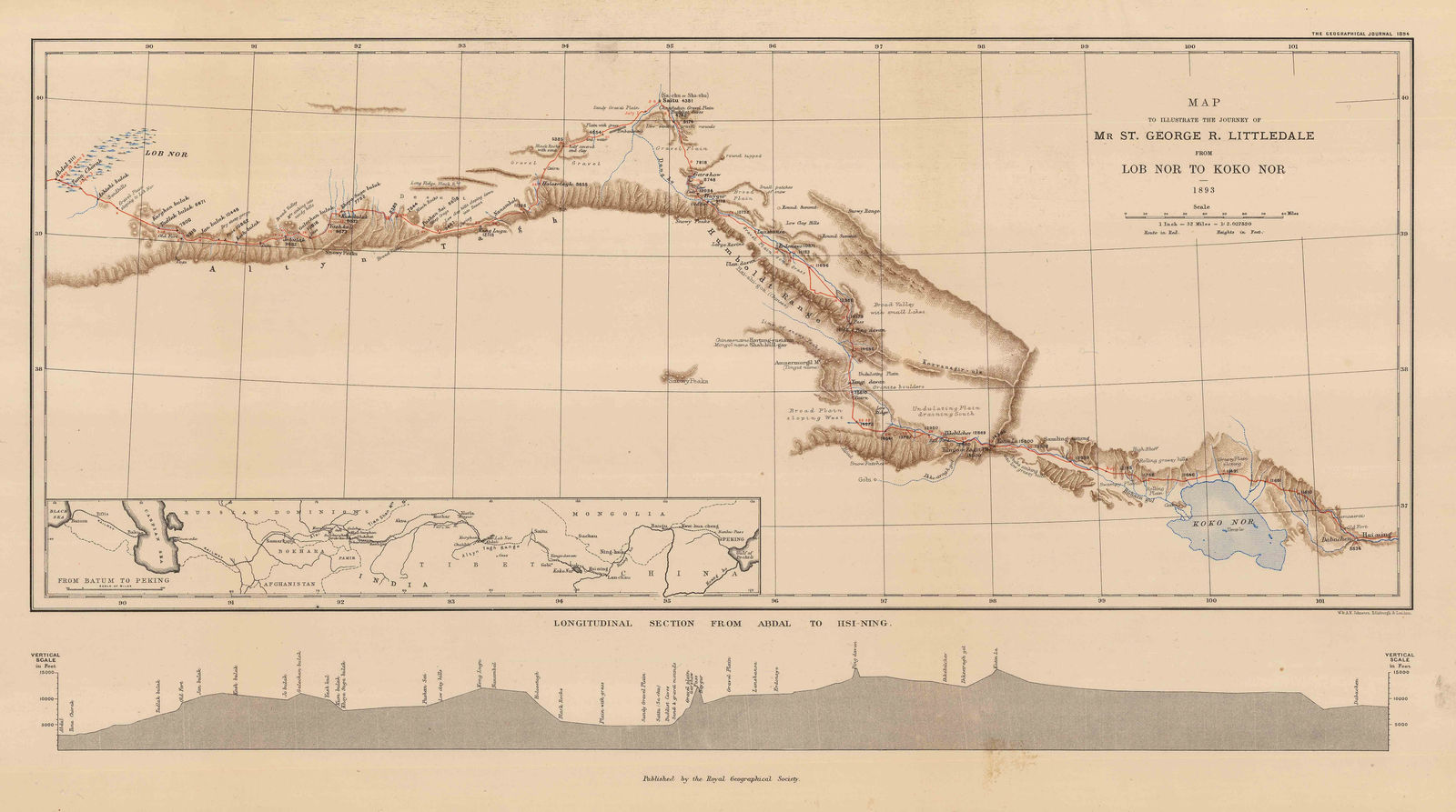 Royal Geographical Society (RGS), Littledale's journey from Lob Nor to Koko Nor, western China, 1894