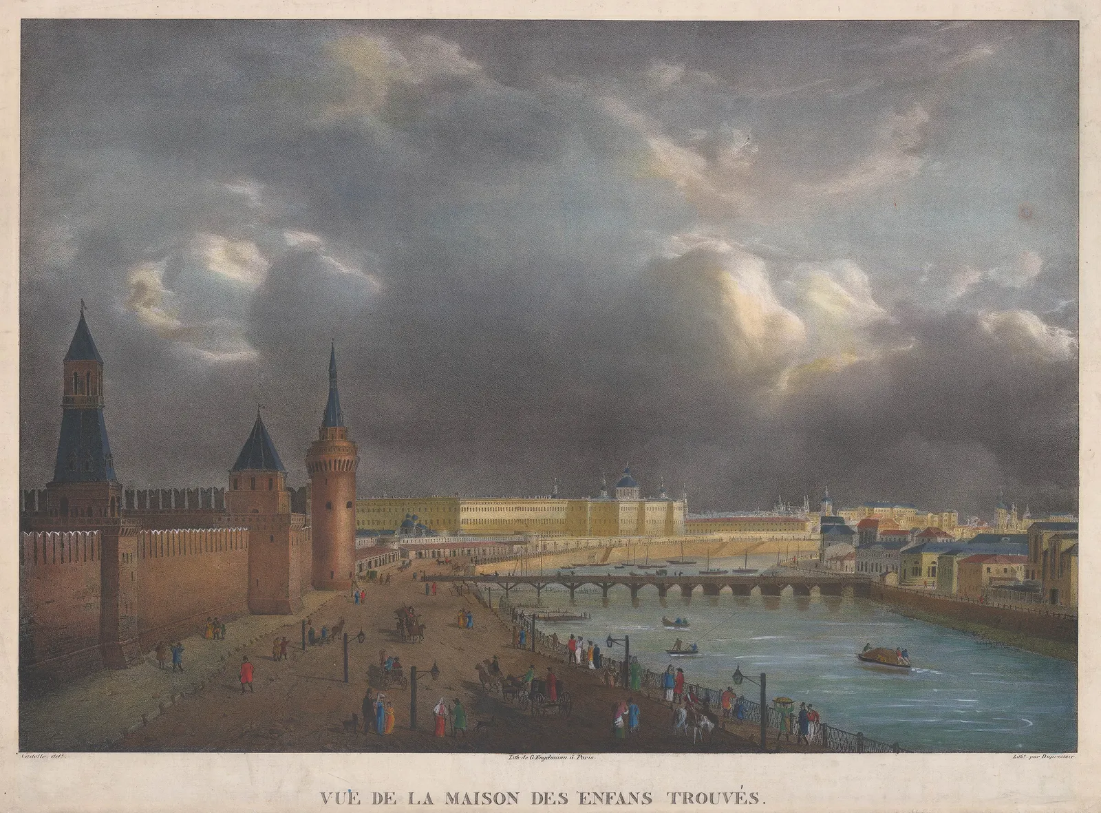 Godefroy Engelmann, Russia - Moscow, Moskvoretskaya Embankment, 1850