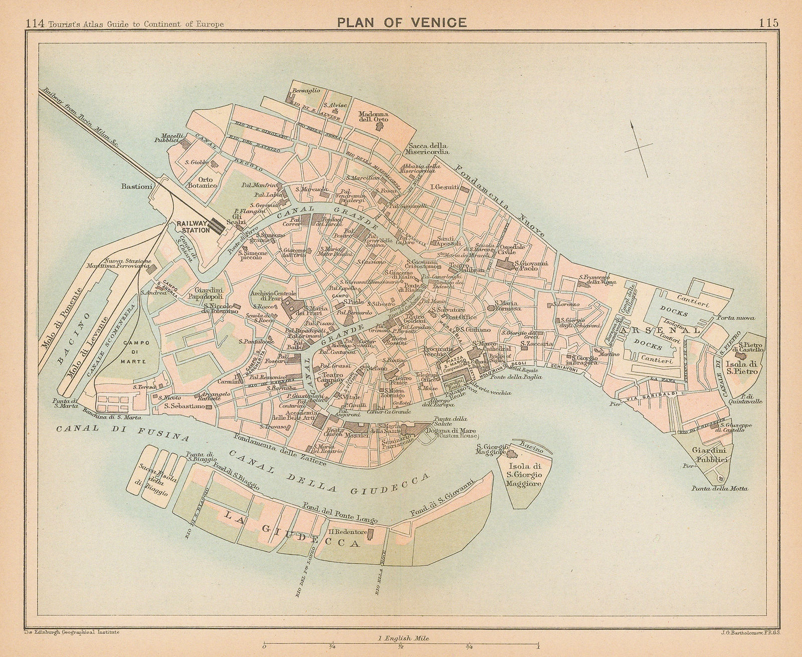 J.G. Bartholomew, Plan of Venice, 1893