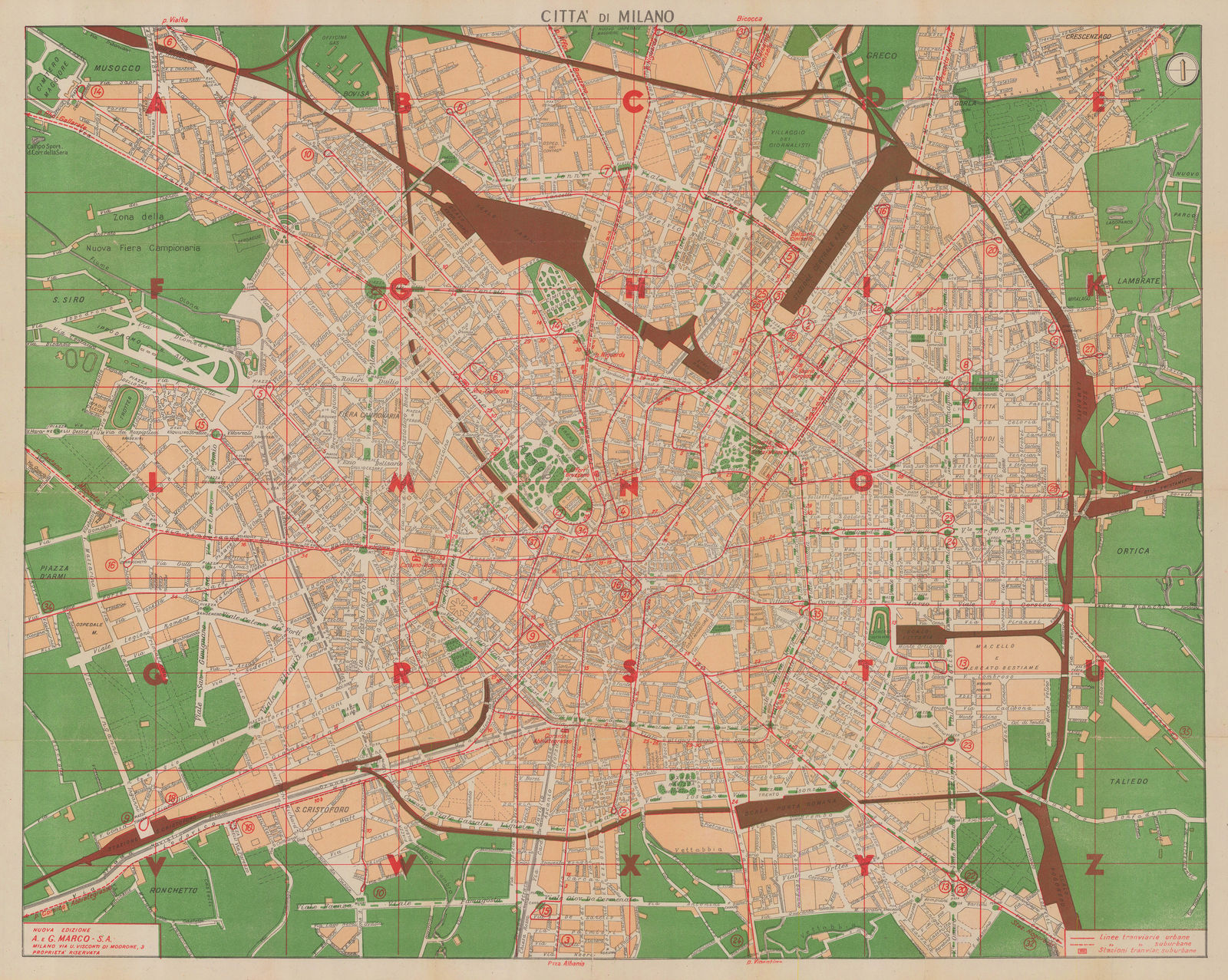 A. & G. Marco, Vintage map of Milan, 1947