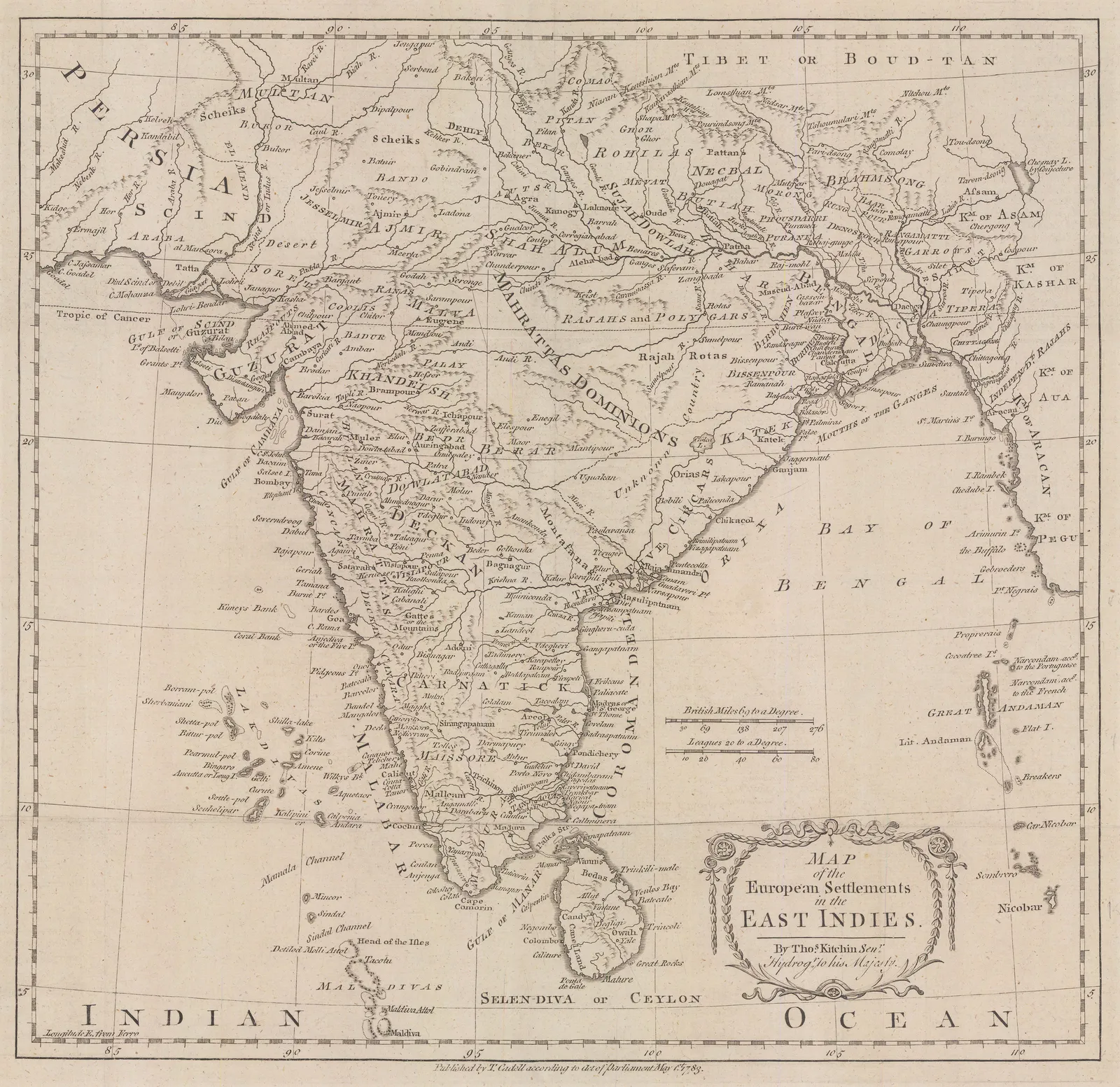 Thomas Kitchin, European Settlements in the East Indies, 1783