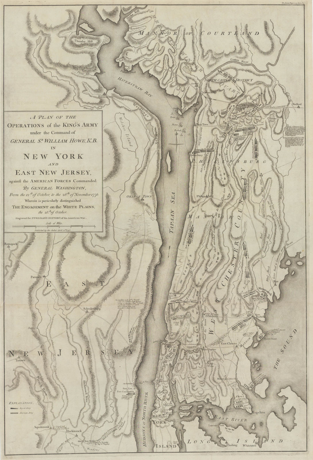 Charles Stedman, A Plan of the Operations of the King's Army under the Command of Sir William Howe in New York and East New Jersey, 1793
