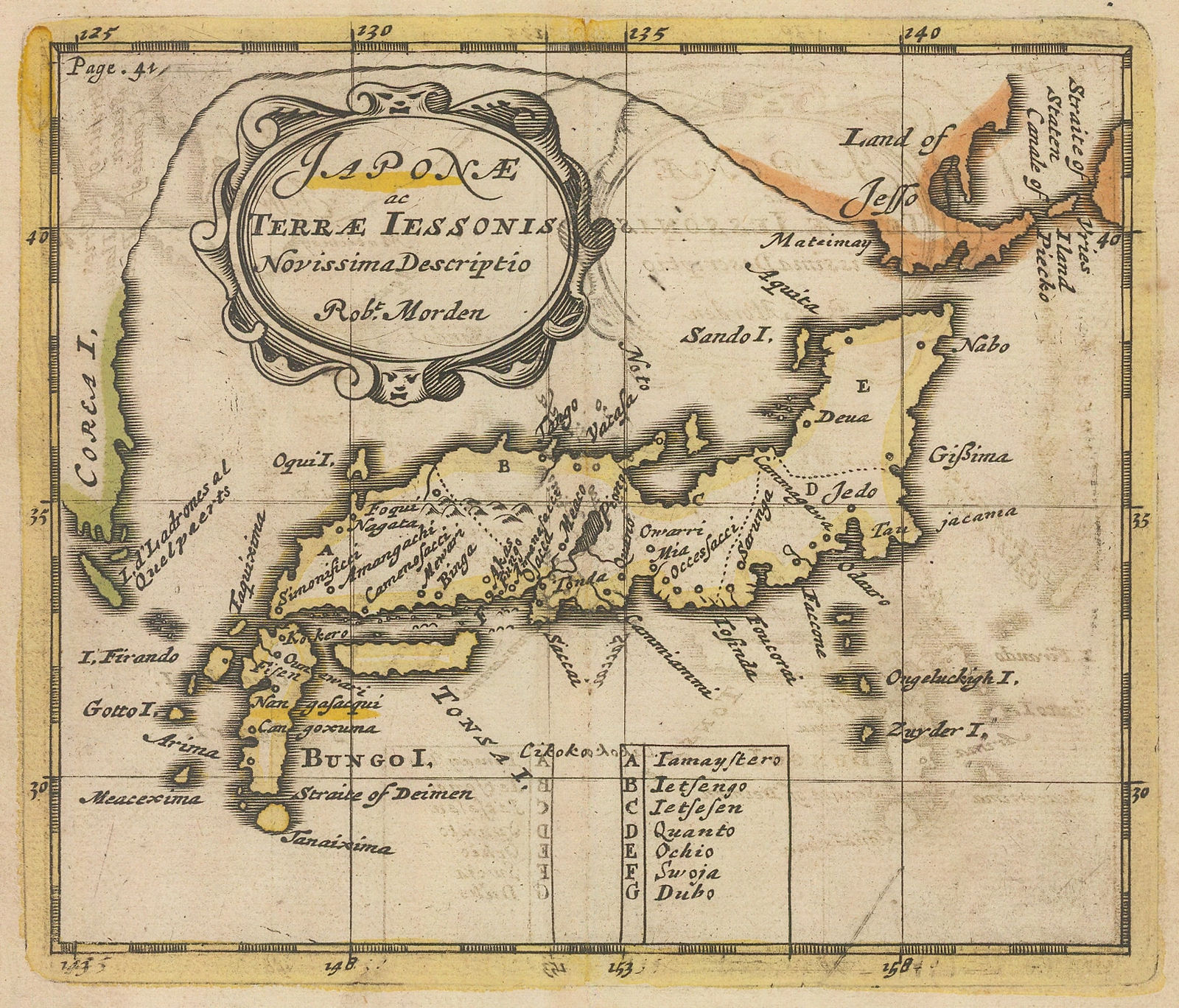 Robert Morden, Miniature map of Japan, 1688
