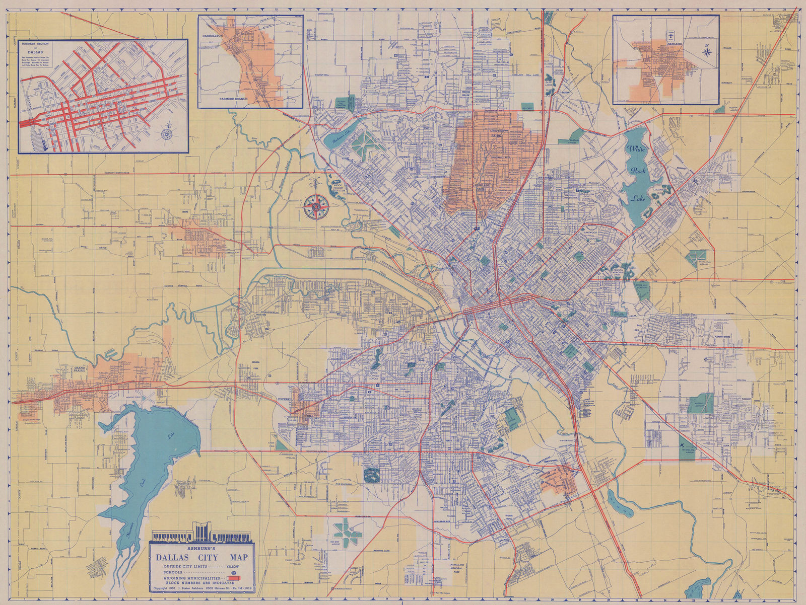 J. Foster Ashburn, Dallas City Map, 1951