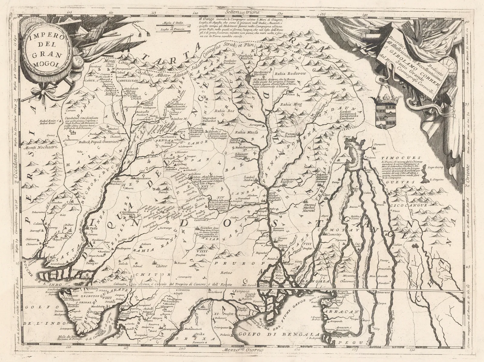 Vincenzo Coronelli, Impero Del Gran Mogol, 1692 c.