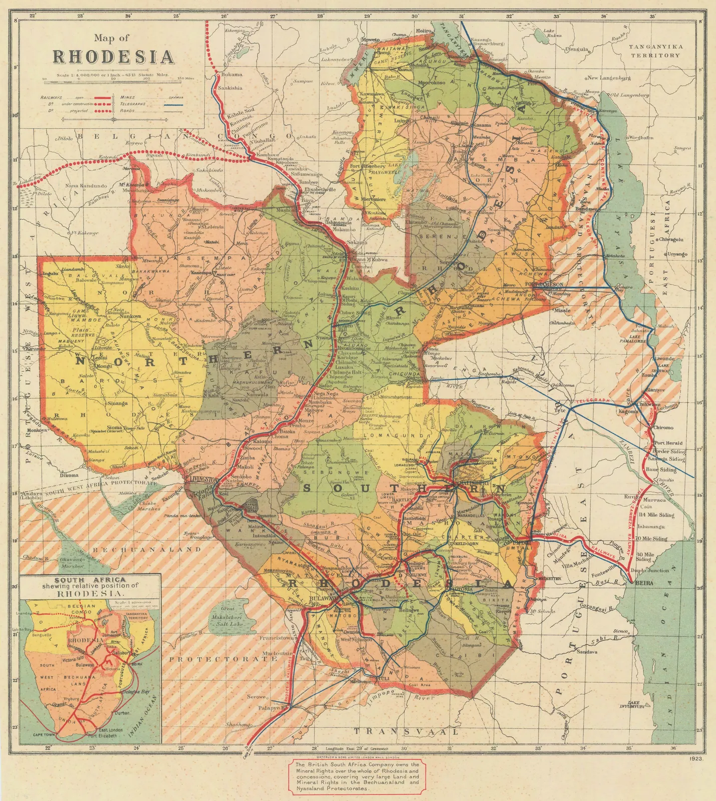Waterlow & Sons, Zambia & Zimbabwe (Rhodesia), 1923