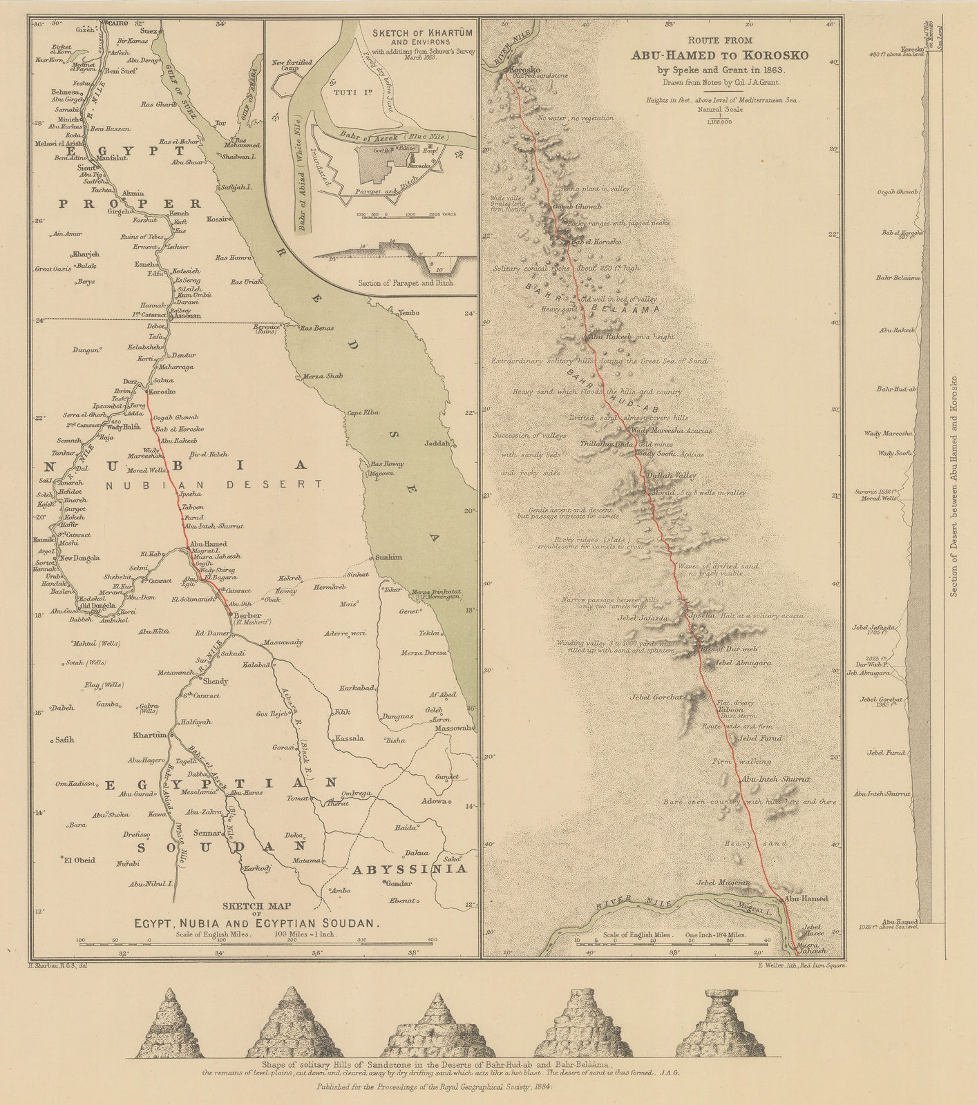 Royal Geographical Society (RGS), Sketch Map of Egypt, Nubia and Egyptian Sudan, 1884