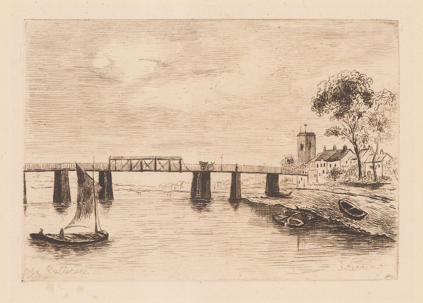 J.H. Herring, London - Battersea Bridge, 1884