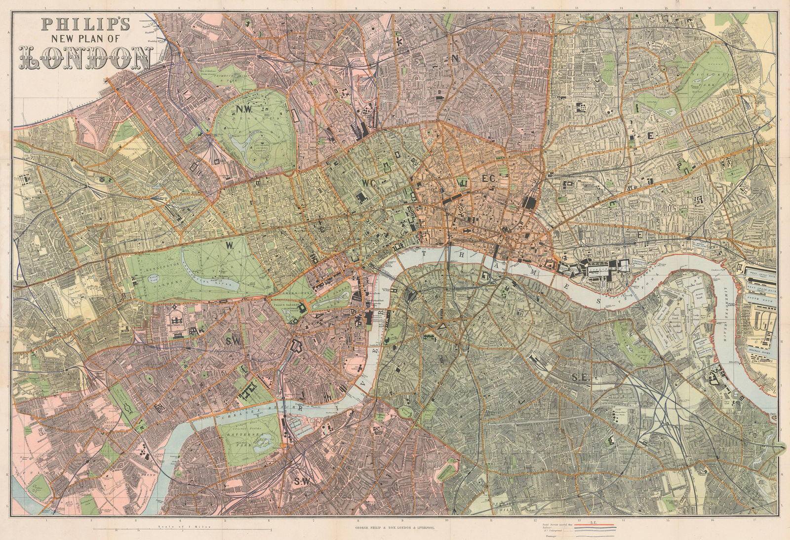 George Philip & Son Ltd., New Plan of London, 1900 c