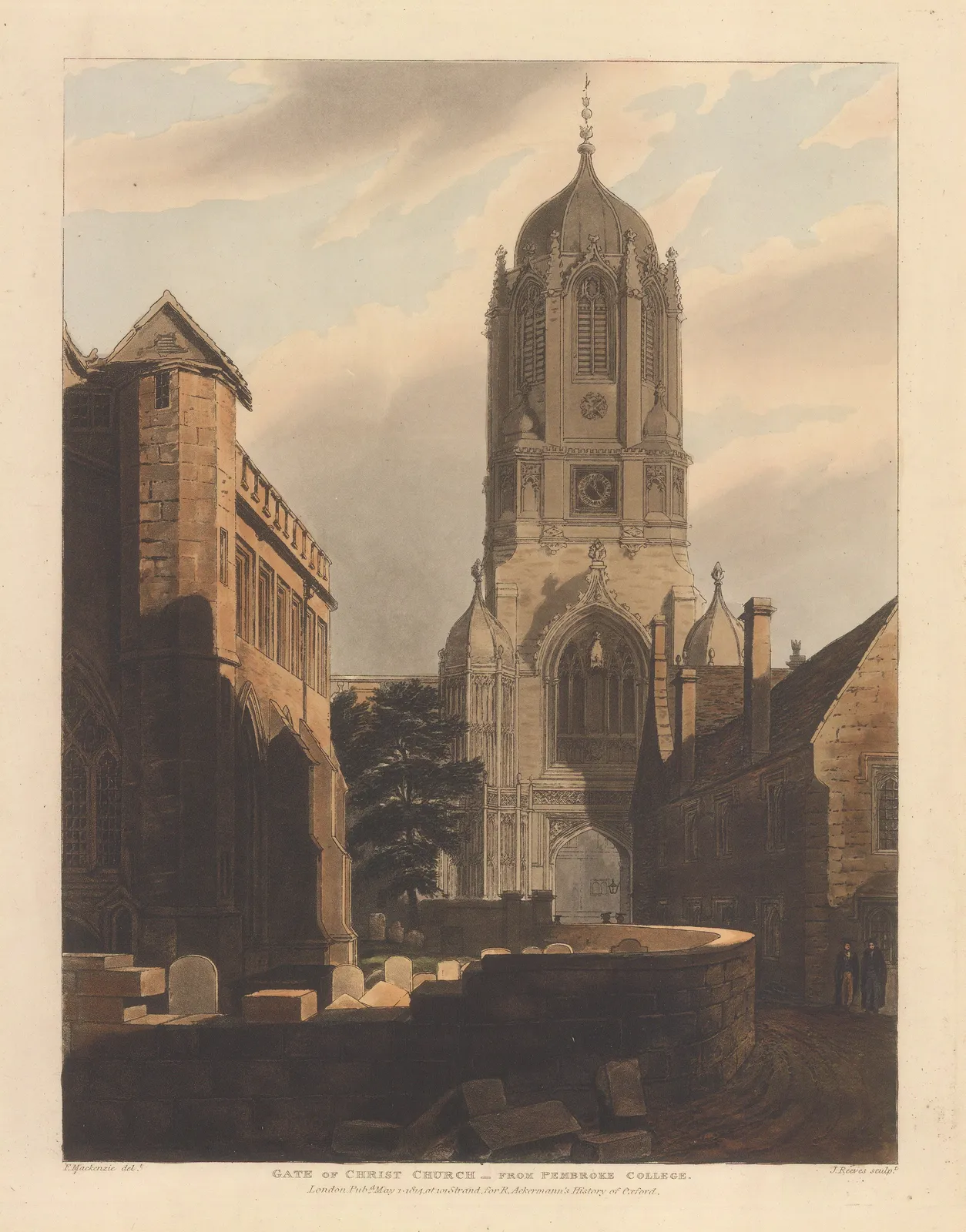 Rudolph Ackermann, Oxford University - Christ Church and Pembroke College, 1814