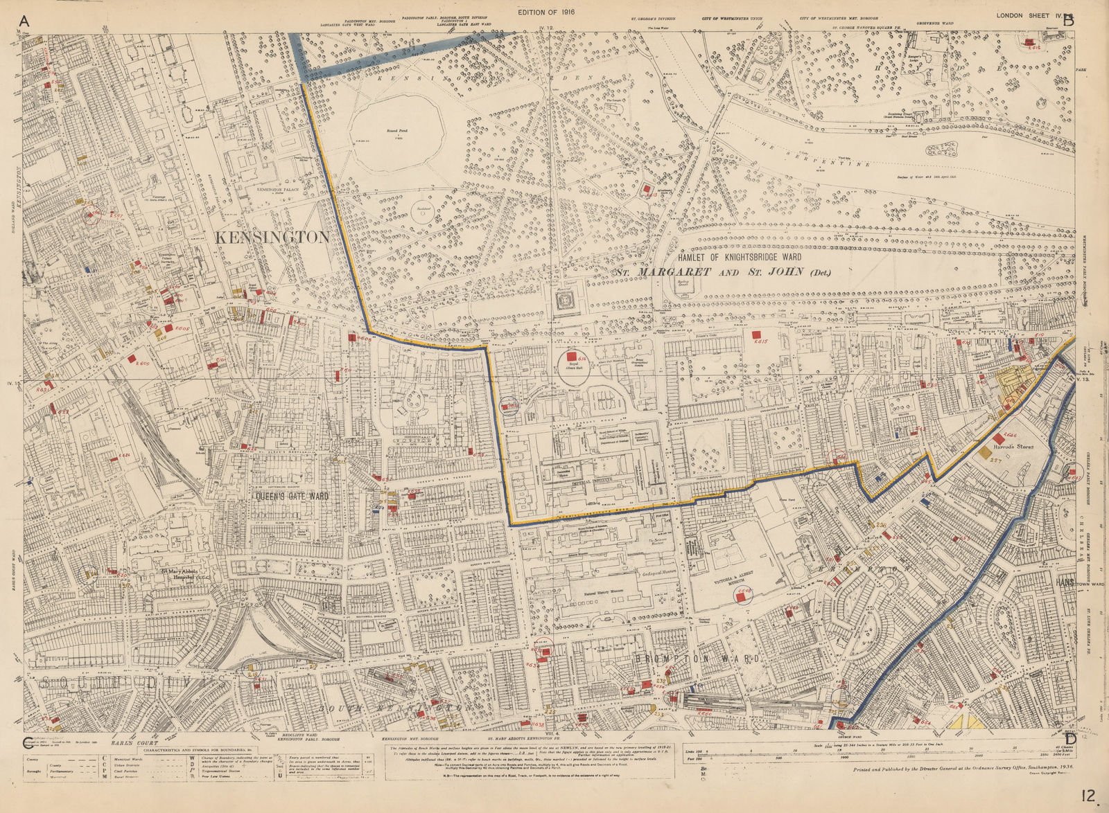 Ordnance Survey, Knightsbridge and Kensington, 1936