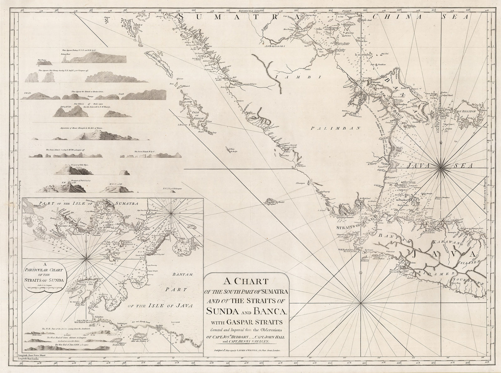 Laurie & Whittle, A Chart of the Southern Part of Sumatra and of the Straits of Sunda and Banca, 1794