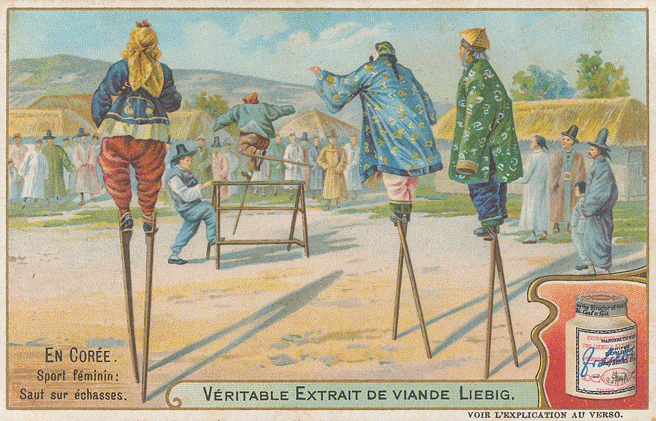 Liebig's Extract, Korea - Stilt racing, 1904