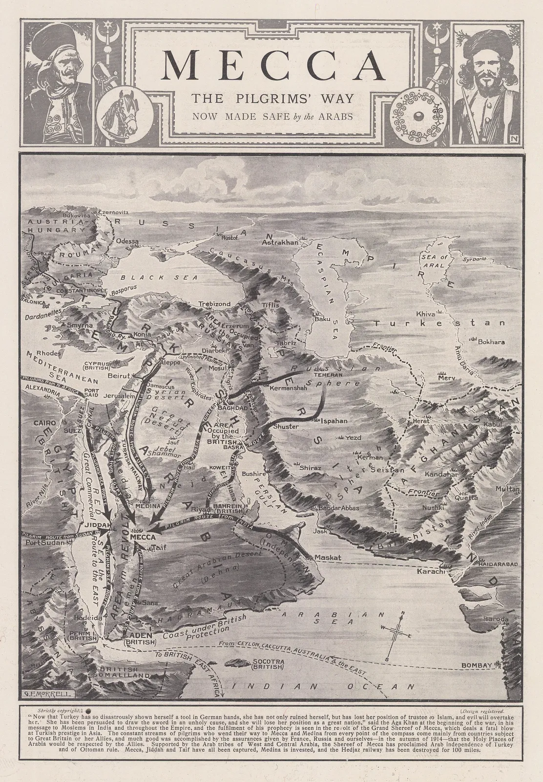 The Graphic Magazine, Mecca, The Pilgrim's Way Now Made Safe by the Arabs, 1916